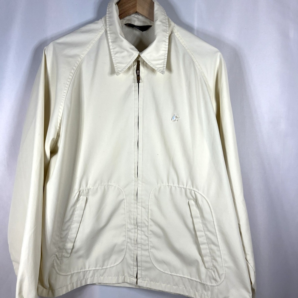 Sears Vintage Men's Cream Casual English Countryside Rain Windbreaker Size Large